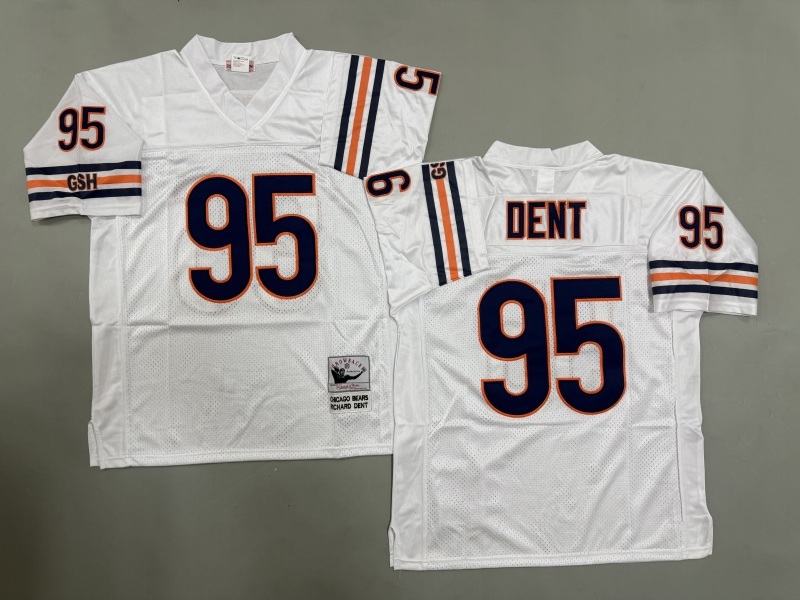 Men 2025 Nike Chicago Bears 95 Dent white Throwback Limited NFL Jersey style 001